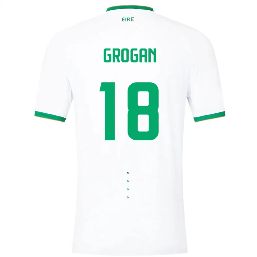 Danxen Hombre Camiseta Irlanda Christy Grogan #18 Blanco 2ª Equipación 24-26 La Camisa México