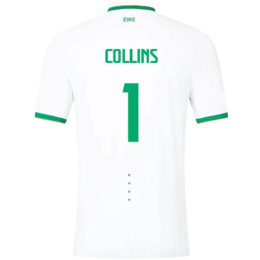 Danxen Hombre Camiseta Irlanda Joe Collins #1 Blanco 2ª Equipación 24-26 La Camisa México