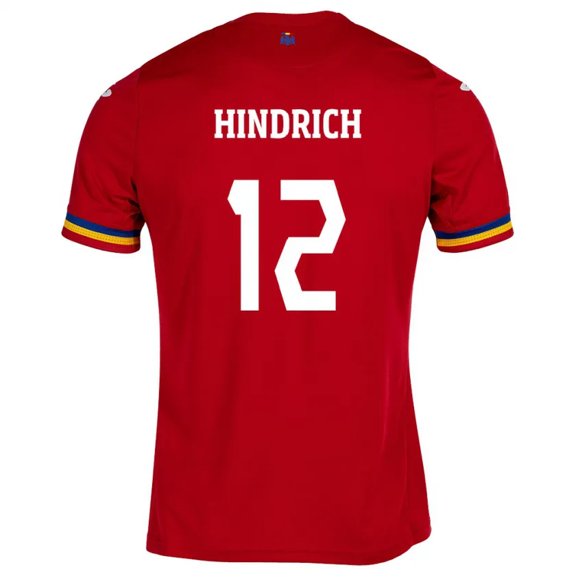 Danxen Hombre Camiseta Rumania Otto Hindrich #12 Rojo 2ª Equipación 24-26 La Camisa México