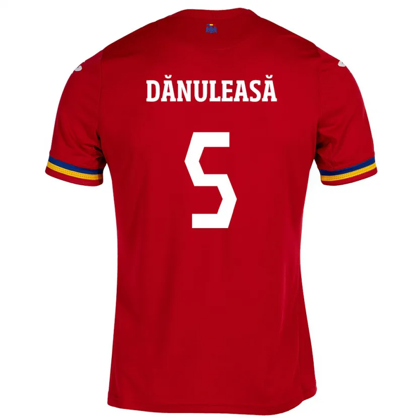 Danxen Hombre Camiseta Rumania Gabriel Dănuleasă #5 Rojo 2ª Equipación 24-26 La Camisa México