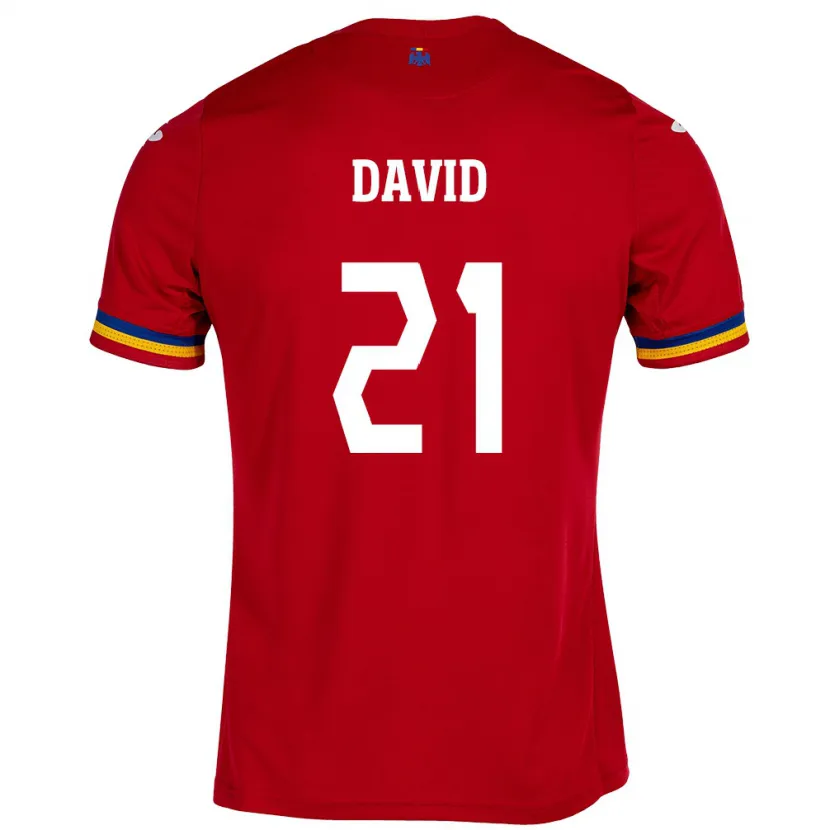 Danxen Hombre Camiseta Rumania Gabriel David #21 Rojo 2ª Equipación 24-26 La Camisa México