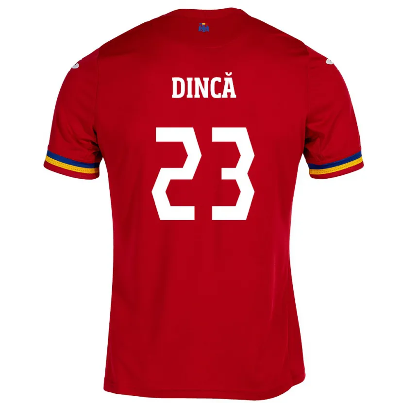 Danxen Hombre Camiseta Rumania David Dincă #23 Rojo 2ª Equipación 24-26 La Camisa México