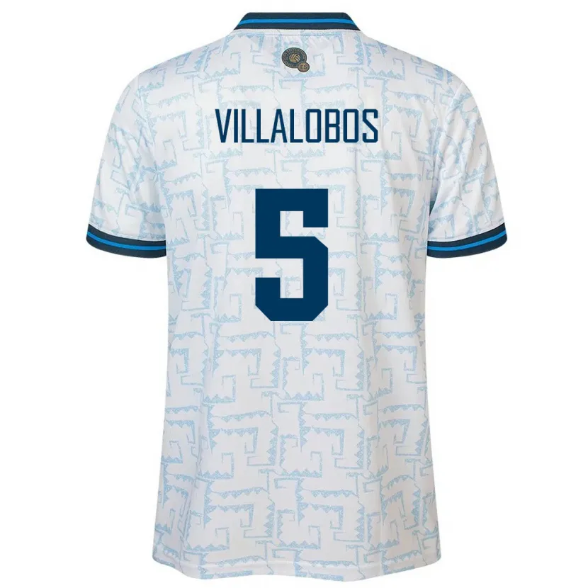Danxen Hombre Camiseta El Salvador Kristian Villalobos #5 Blanco 2ª Equipación 24-26 La Camisa México