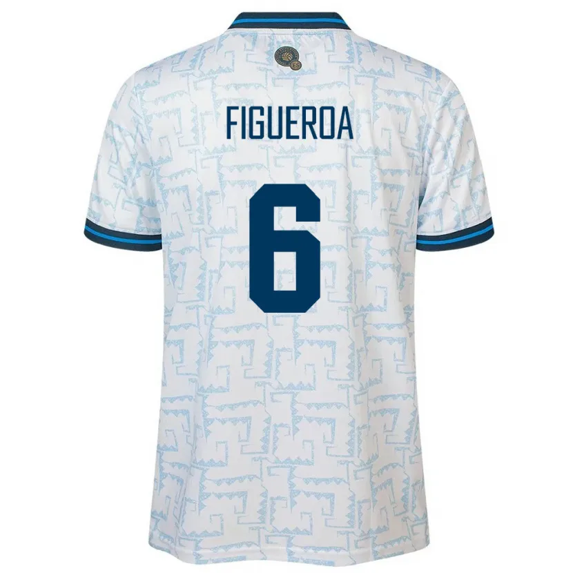 Danxen Hombre Camiseta El Salvador Elder Figueroa #6 Blanco 2ª Equipación 24-26 La Camisa México