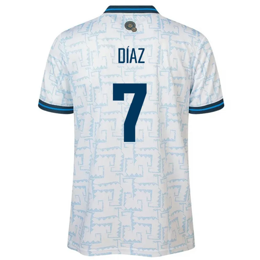 Danxen Hombre Camiseta El Salvador Nelson Díaz #7 Blanco 2ª Equipación 24-26 La Camisa México