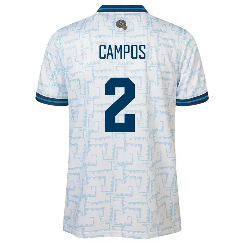Danxen Hombre Camiseta El Salvador Adonis Campos #2 Blanco 2ª Equipación 24-26 La Camisa México
