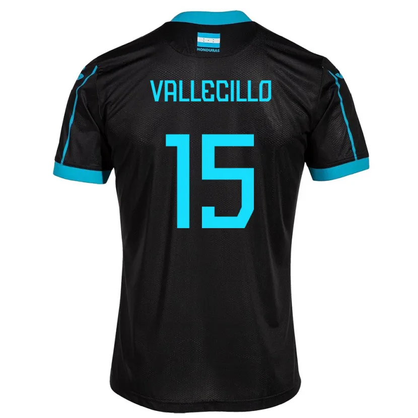 Danxen Hombre Camiseta Honduras Eric Vallecillo #15 Negro 2ª Equipación 24-26 La Camisa México