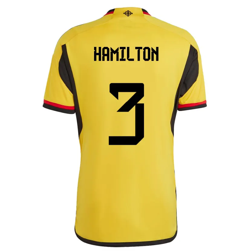 Danxen Hombre Camiseta Irlanda Del Norte Brendan Hamilton #3 Blanco 2ª Equipación 24-26 La Camisa México