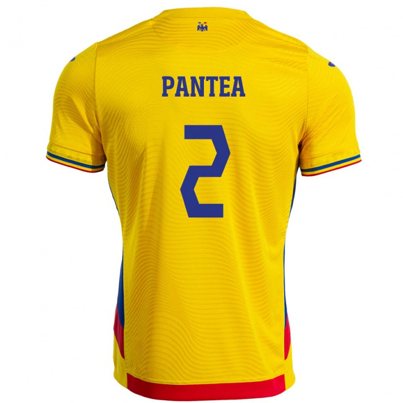 Danxen Mujer Camiseta Rumania Alexandru Pantea #2 Amarillo 1ª Equipación 24-26 La Camisa México