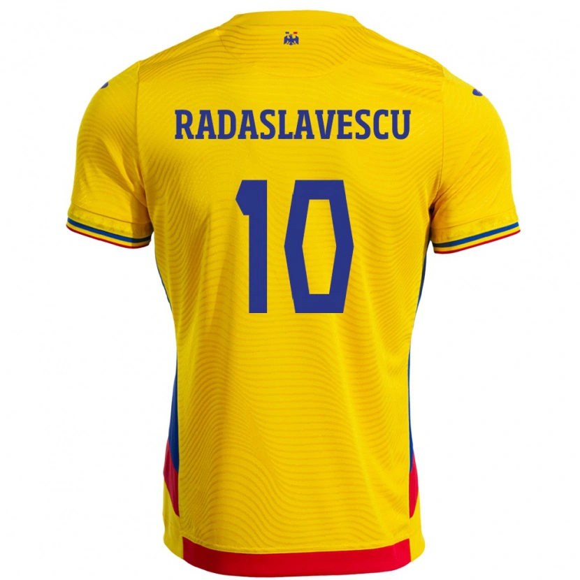Danxen Mujer Camiseta Rumania Eduard Radaslavescu #10 Amarillo 1ª Equipación 24-26 La Camisa México