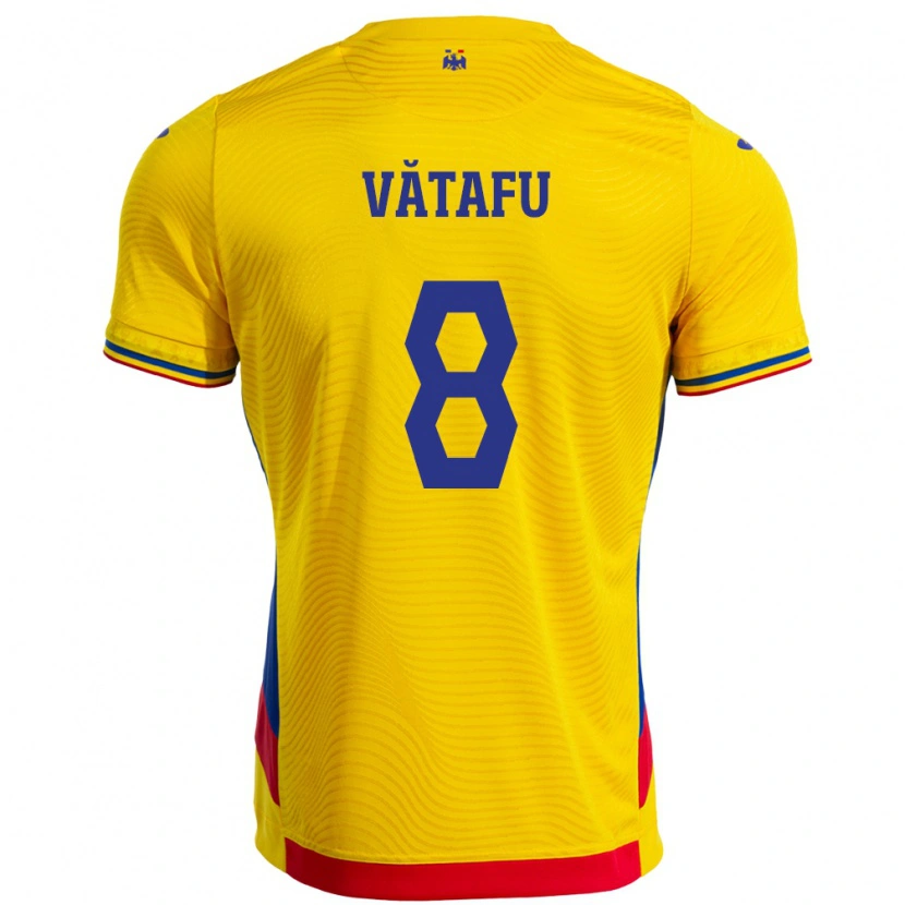 Danxen Mujer Camiseta Rumania Ștefania Vătafu #8 Amarillo 1ª Equipación 24-26 La Camisa México