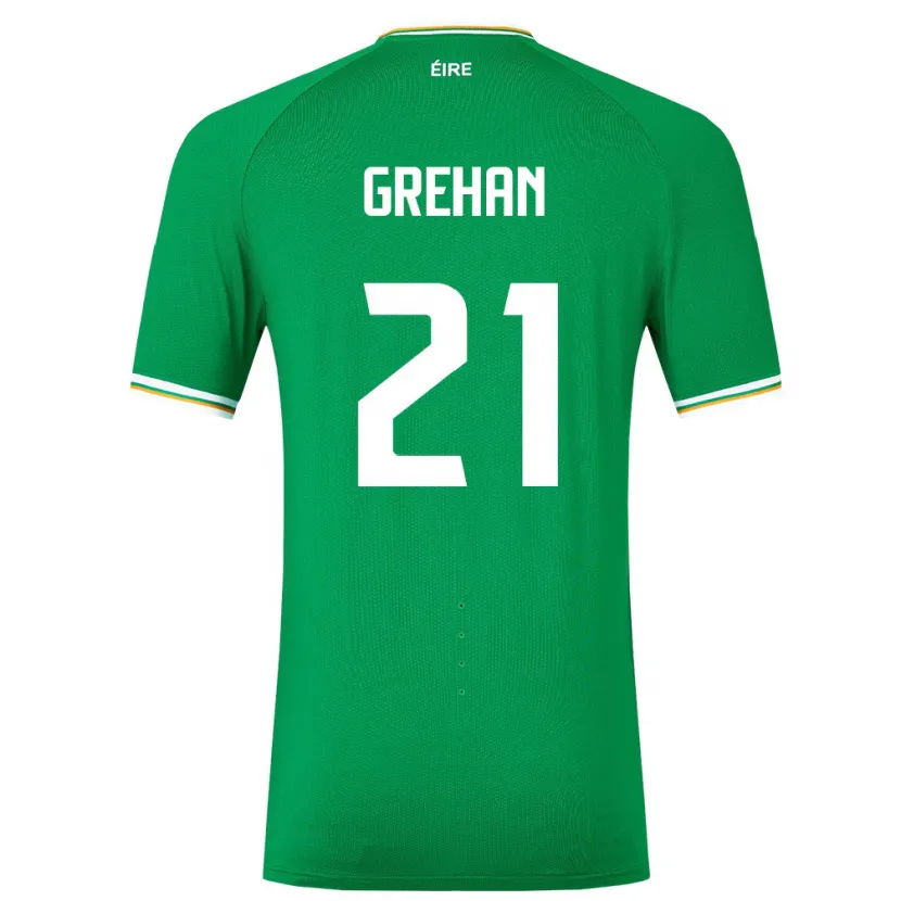 Danxen Mujer Camiseta Irlanda Sean Grehan #21 Verde 1ª Equipación 24-26 La Camisa México