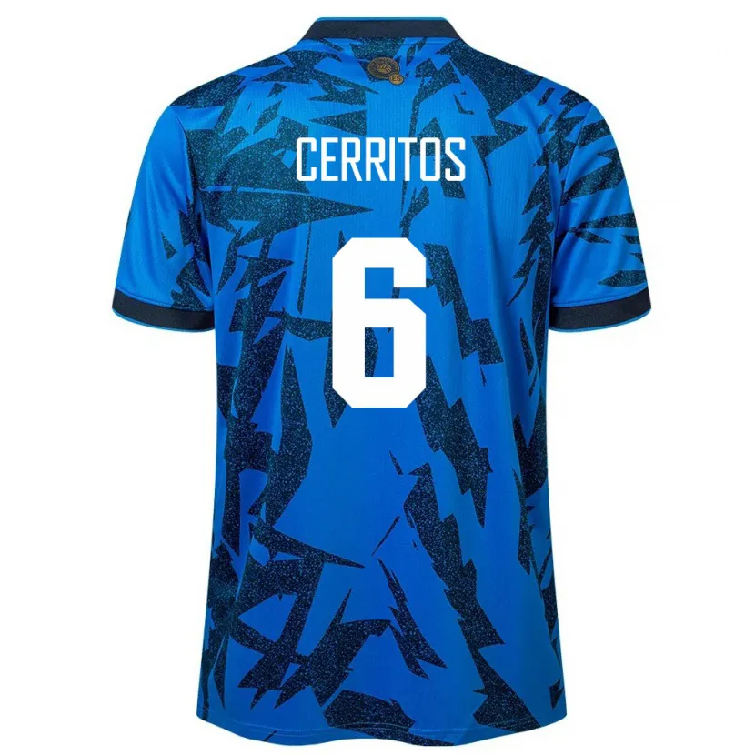 Danxen Mujer Camiseta El Salvador Mauricio Cerritos #6 Azul 1ª Equipación 24-26 La Camisa México