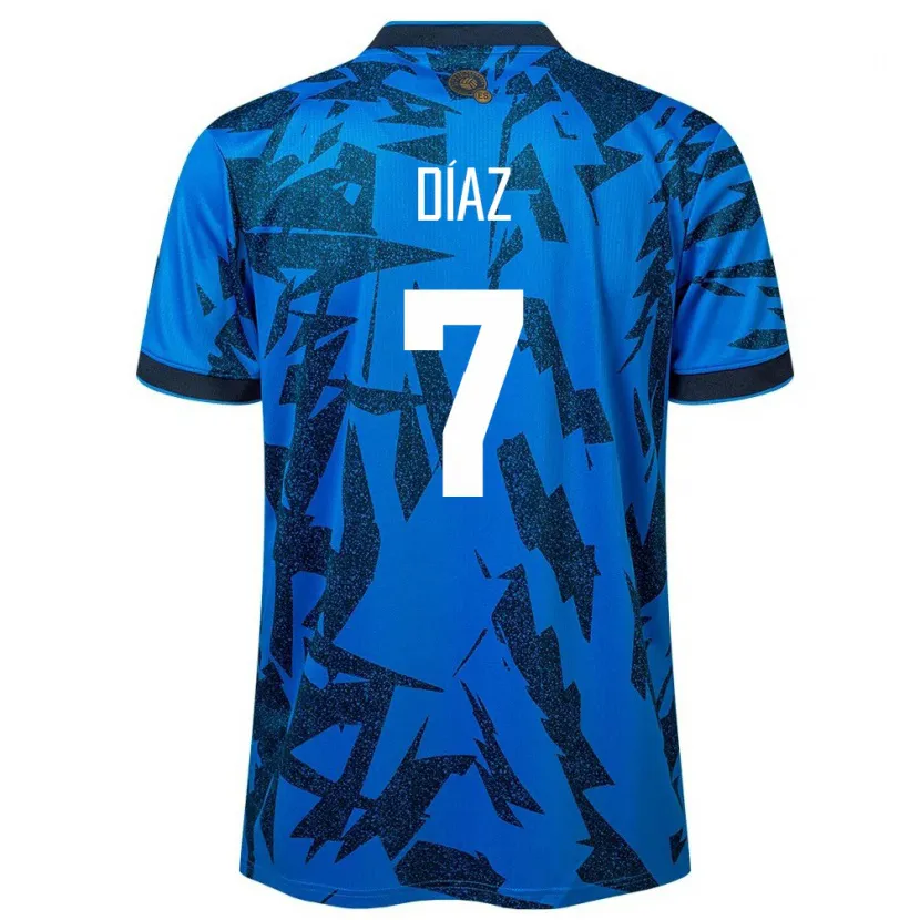 Danxen Mujer Camiseta El Salvador Nelson Díaz #7 Azul 1ª Equipación 24-26 La Camisa México