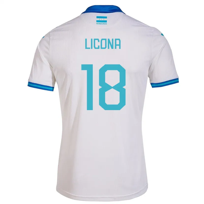 Danxen Mujer Camiseta Honduras Marlon Licona #18 Blanco 1ª Equipación 24-26 La Camisa México