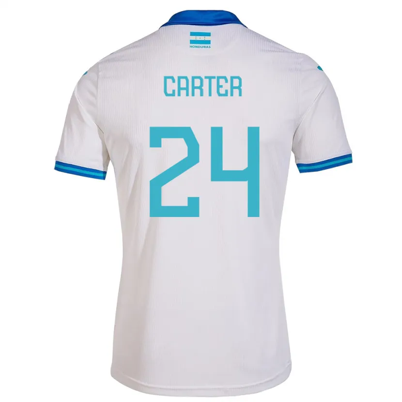 Danxen Mujer Camiseta Honduras Daniel Carter #24 Blanco 1ª Equipación 24-26 La Camisa México