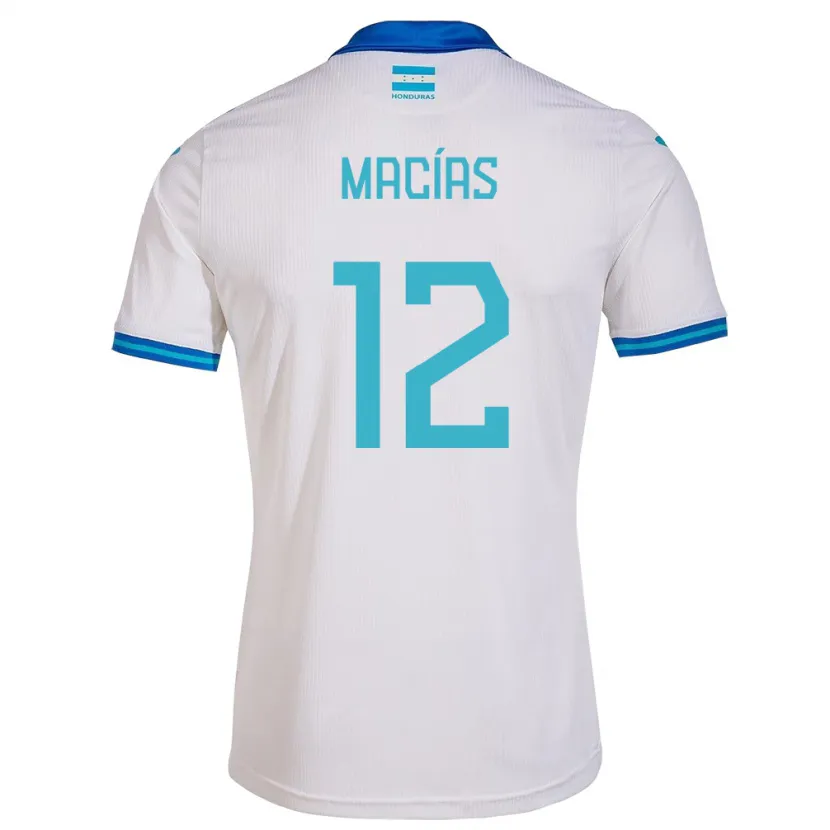 Danxen Mujer Camiseta Honduras Owen Macías #12 Blanco 1ª Equipación 24-26 La Camisa México