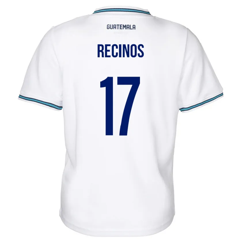 Danxen Mujer Camiseta Guatemala Antony Recinos #17 Blanco 1ª Equipación 24-26 La Camisa México