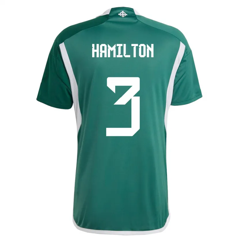 Danxen Mujer Camiseta Irlanda Del Norte Brendan Hamilton #3 Verde 1ª Equipación 24-26 La Camisa México