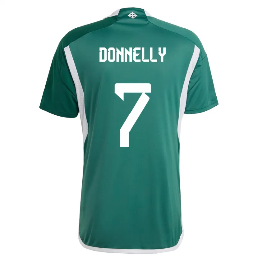 Danxen Mujer Camiseta Irlanda Del Norte Caolan Donnelly #7 Verde 1ª Equipación 24-26 La Camisa México