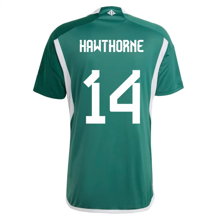 Danxen Mujer Camiseta Irlanda Del Norte Keevan Hawthorne #14 Verde 1ª Equipación 24-26 La Camisa México