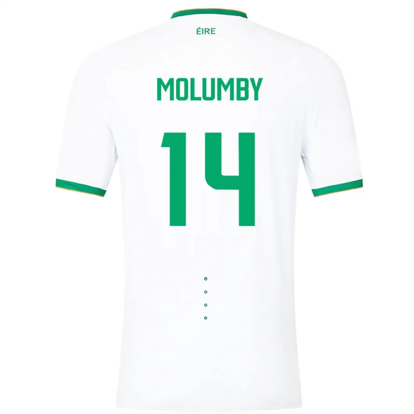 Danxen Mujer Camiseta Irlanda Jayson Molumby #14 Blanco 2ª Equipación 24-26 La Camisa México