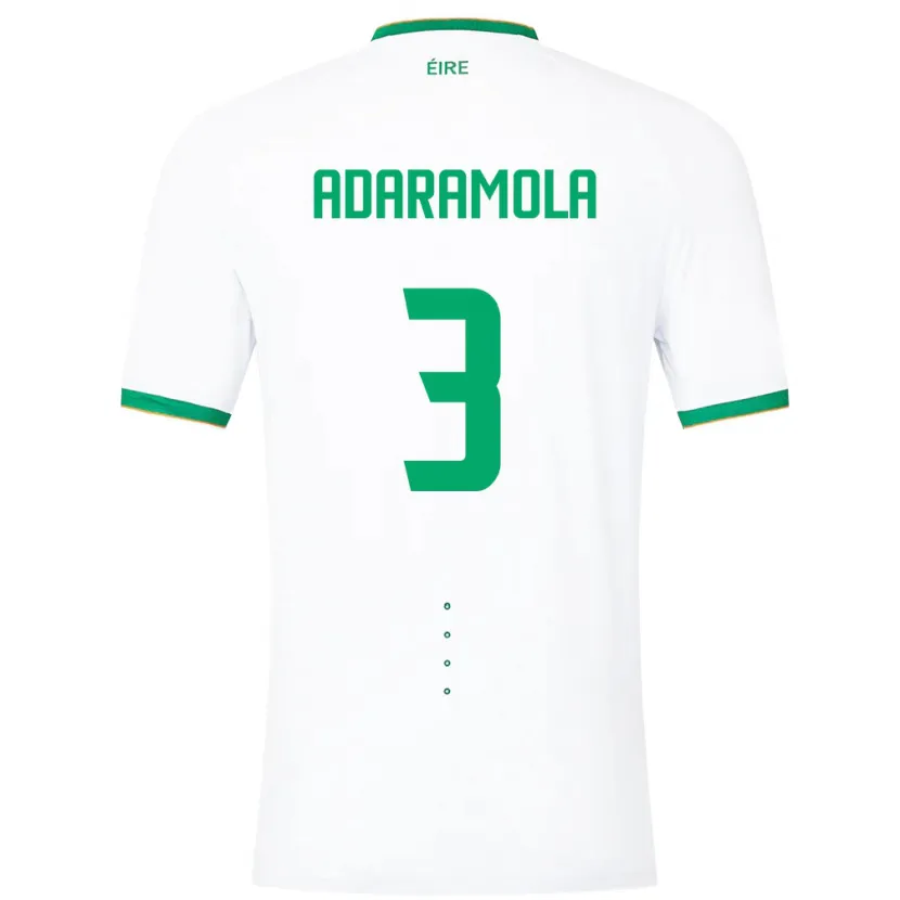 Danxen Mujer Camiseta Irlanda Tayo Adaramola #3 Blanco 2ª Equipación 24-26 La Camisa México