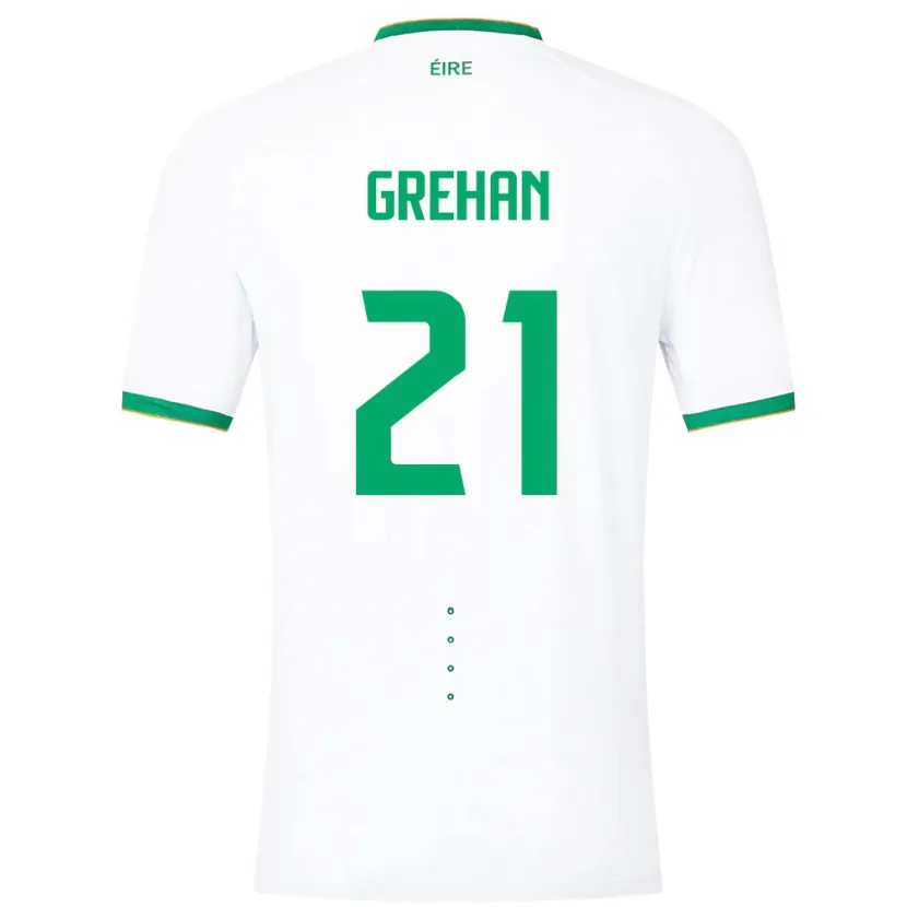 Danxen Mujer Camiseta Irlanda Sean Grehan #21 Blanco 2ª Equipación 24-26 La Camisa México