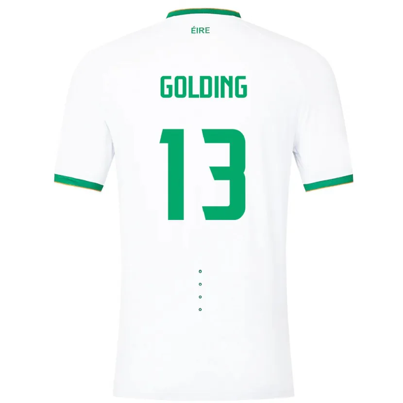 Danxen Mujer Camiseta Irlanda James Golding #13 Blanco 2ª Equipación 24-26 La Camisa México