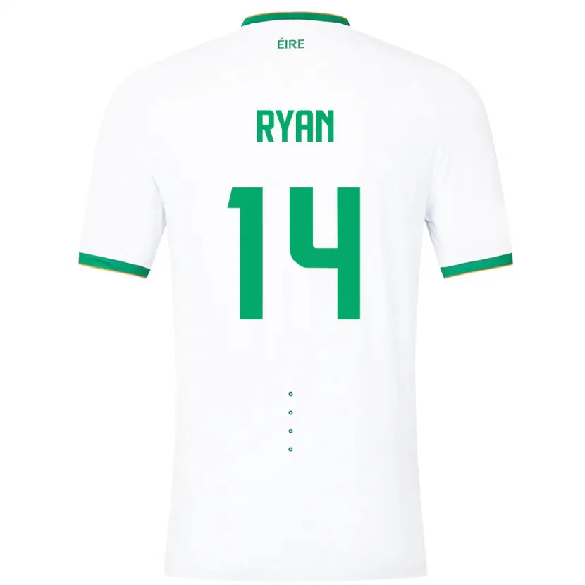 Danxen Mujer Camiseta Irlanda John Ryan #14 Blanco 2ª Equipación 24-26 La Camisa México
