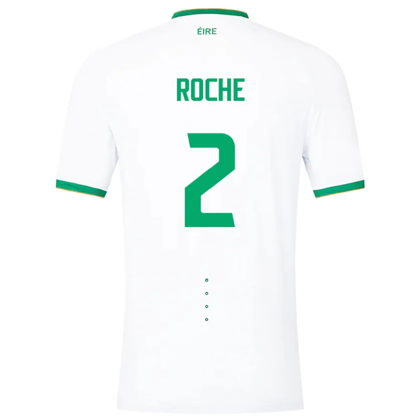 Danxen Mujer Camiseta Irlanda James Roche #2 Blanco 2ª Equipación 24-26 La Camisa México