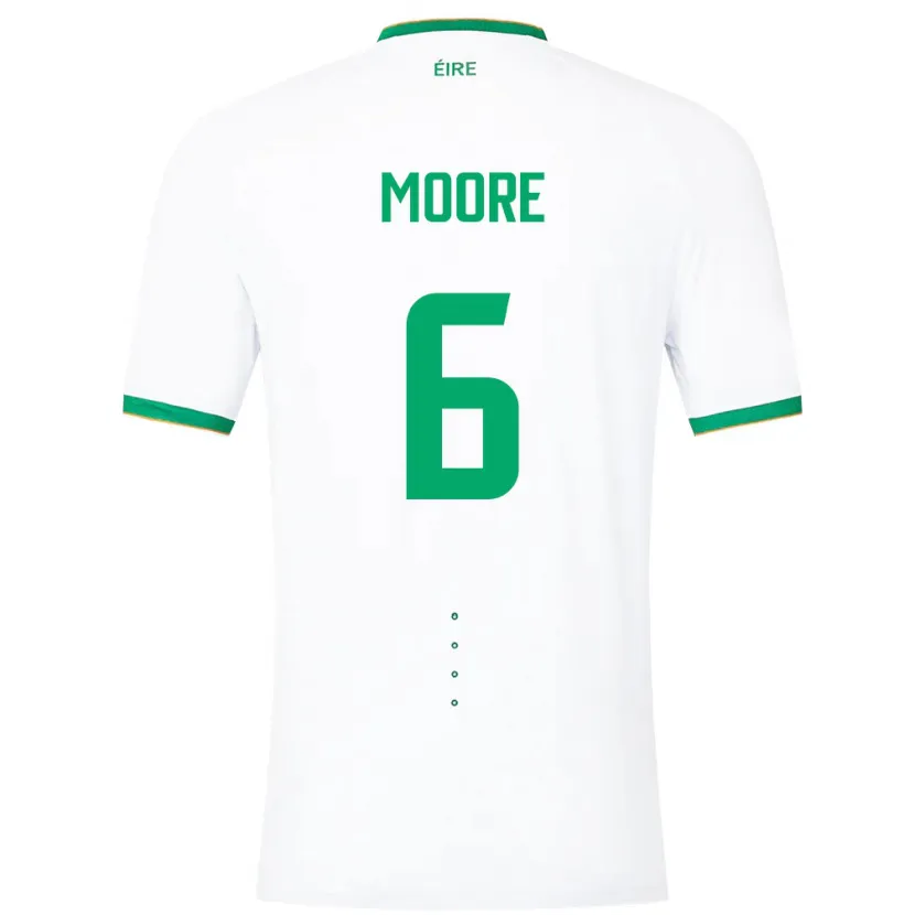 Danxen Mujer Camiseta Irlanda Matthew Moore #6 Blanco 2ª Equipación 24-26 La Camisa México
