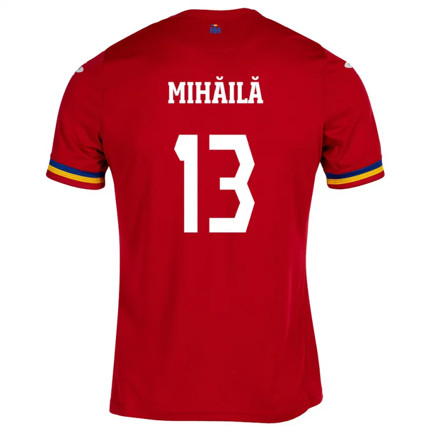 Danxen Mujer Camiseta Rumania Valentin Mihăilă #13 Rojo 2ª Equipación 24-26 La Camisa México
