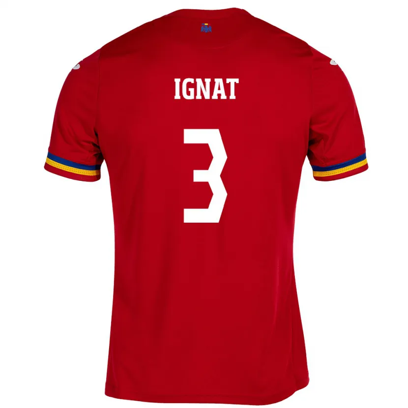 Danxen Mujer Camiseta Rumania Cristian Ignat #3 Rojo 2ª Equipación 24-26 La Camisa México