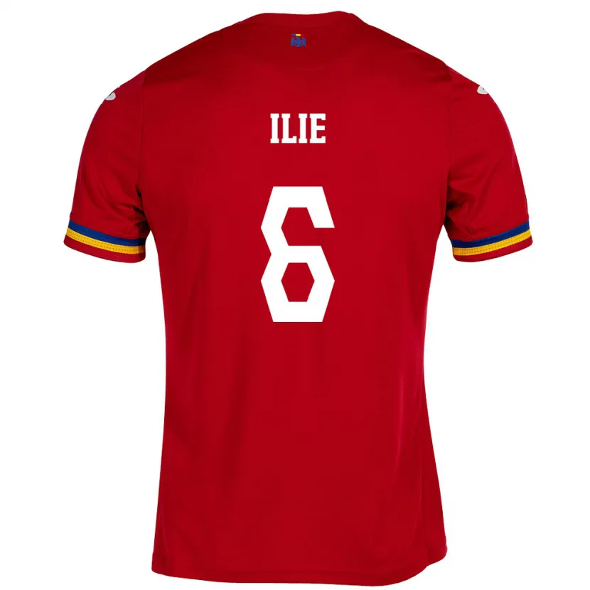 Danxen Mujer Camiseta Rumania Matei Ilie #6 Rojo 2ª Equipación 24-26 La Camisa México