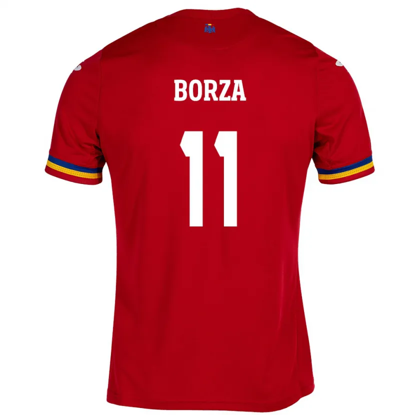 Danxen Mujer Camiseta Rumania Andrei Borza #11 Rojo 2ª Equipación 24-26 La Camisa México