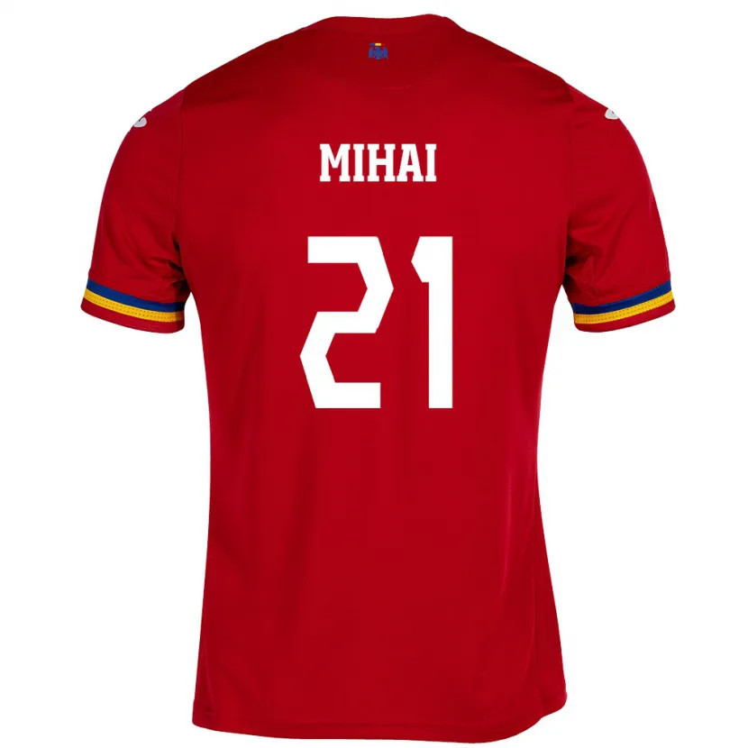 Danxen Mujer Camiseta Rumania Cristian Mihai #21 Rojo 2ª Equipación 24-26 La Camisa México