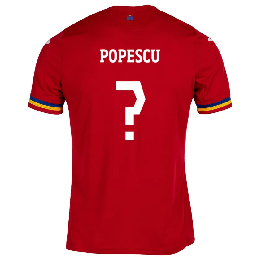 Danxen Mujer Camiseta Rumania Marco Popescu #0 Rojo 2ª Equipación 24-26 La Camisa México