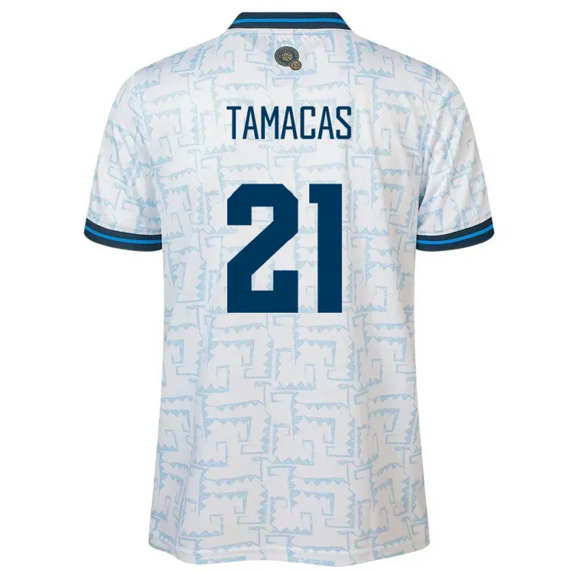 Danxen Mujer Camiseta El Salvador Bryan Tamacas #21 Blanco 2ª Equipación 24-26 La Camisa México