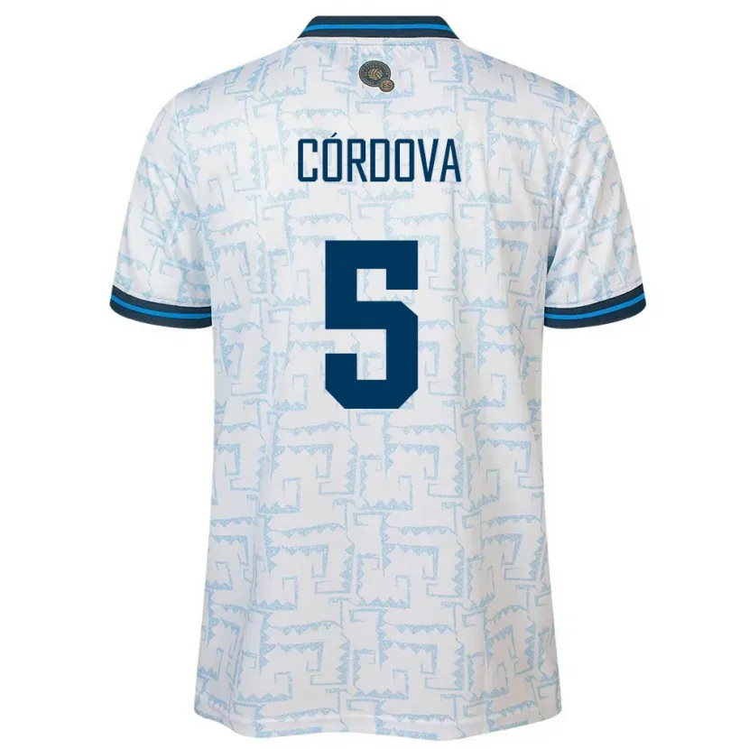 Danxen Mujer Camiseta El Salvador Edwin Córdova #5 Blanco 2ª Equipación 24-26 La Camisa México