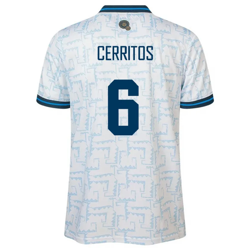 Danxen Mujer Camiseta El Salvador Mauricio Cerritos #6 Blanco 2ª Equipación 24-26 La Camisa México