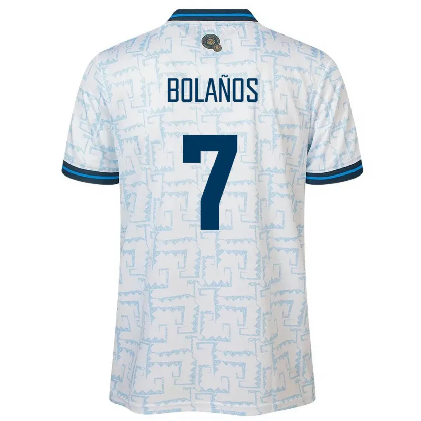 Danxen Mujer Camiseta El Salvador Javier Bolaños #7 Blanco 2ª Equipación 24-26 La Camisa México