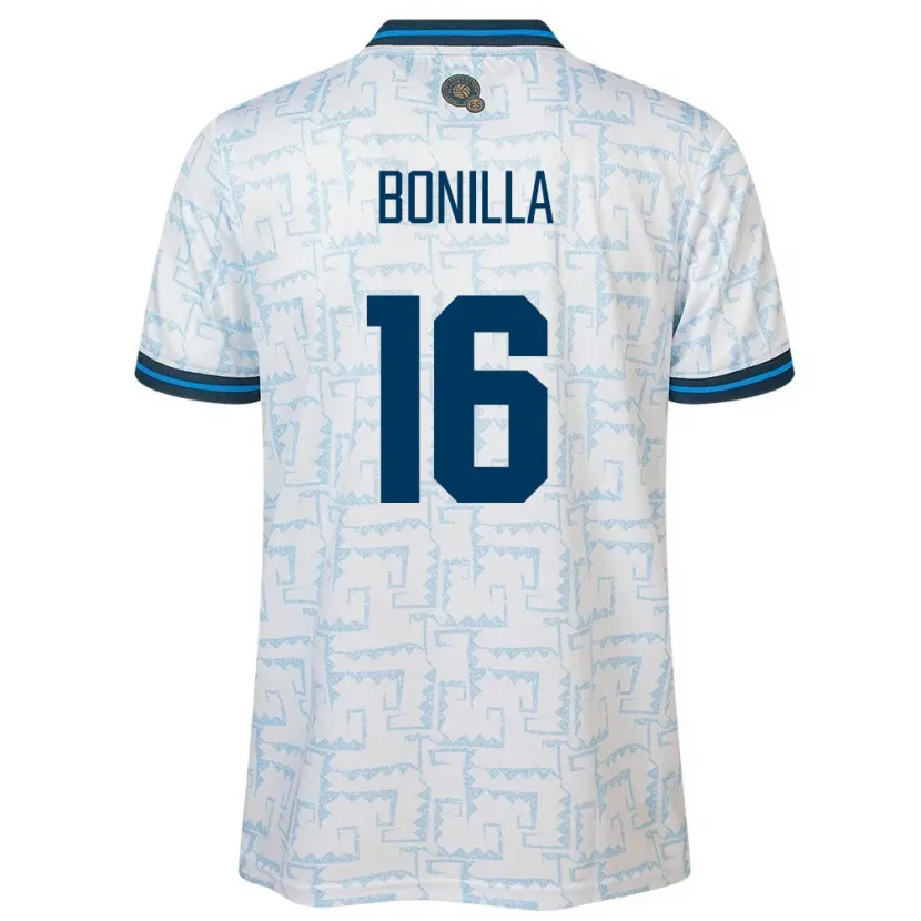 Danxen Mujer Camiseta El Salvador Elmer Bonilla #16 Blanco 2ª Equipación 24-26 La Camisa México