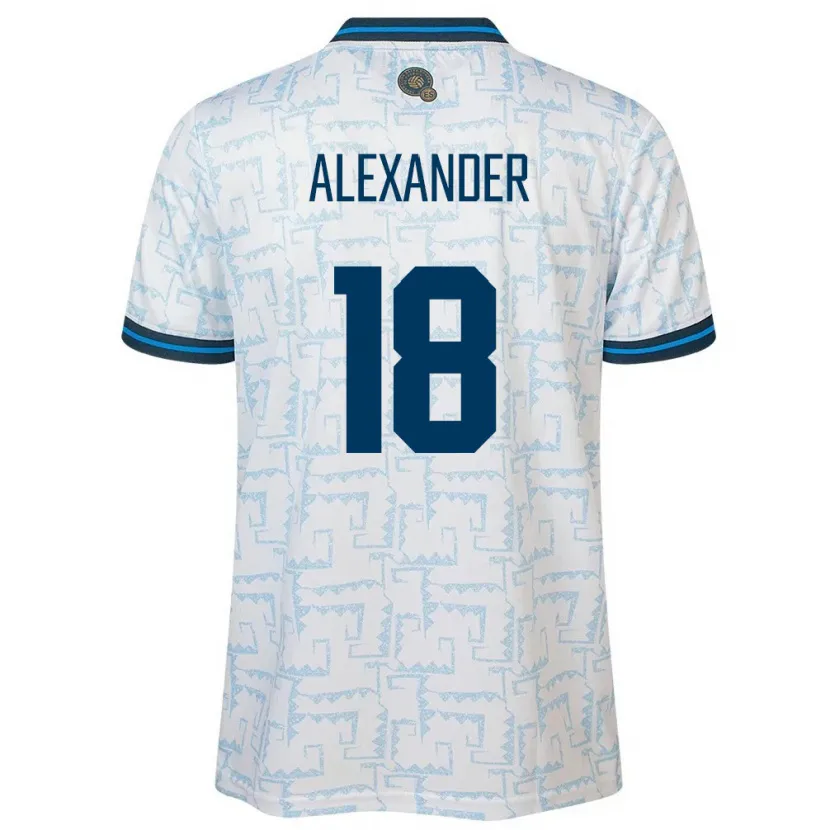 Danxen Mujer Camiseta El Salvador Alexander Aguilar #18 Blanco 2ª Equipación 24-26 La Camisa México