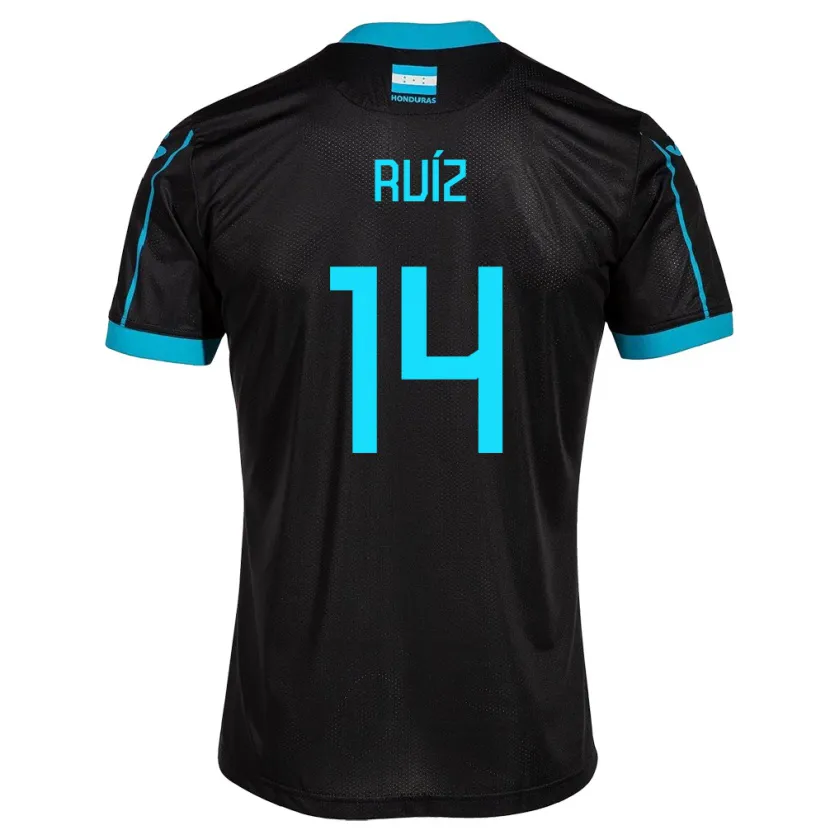 Danxen Mujer Camiseta Honduras David Ruíz #14 Negro 2ª Equipación 24-26 La Camisa México