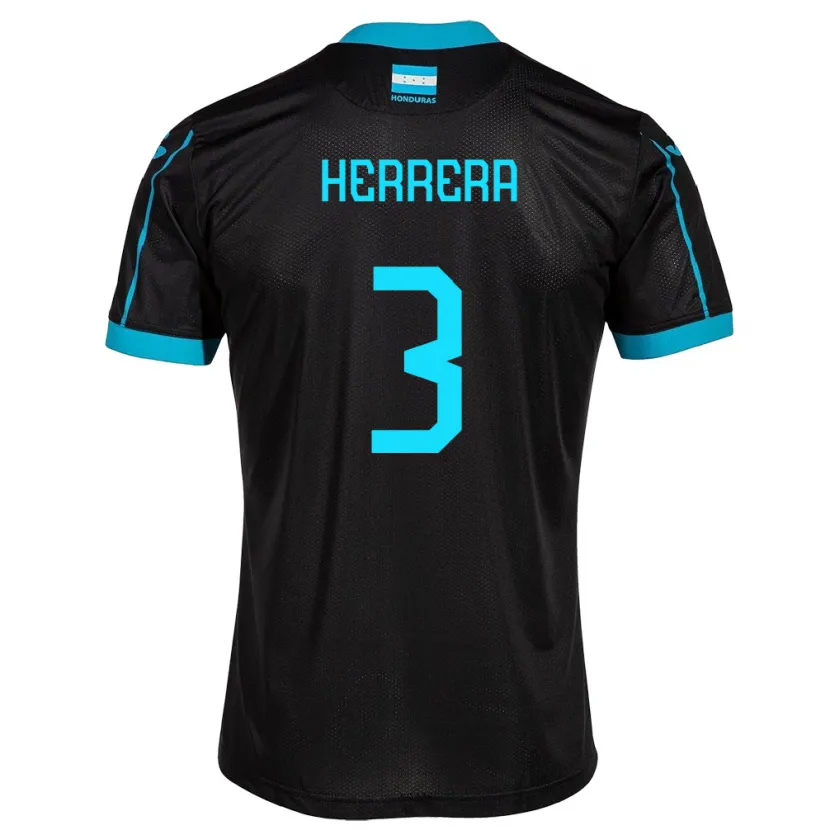 Danxen Mujer Camiseta Honduras David Herrera #3 Negro 2ª Equipación 24-26 La Camisa México