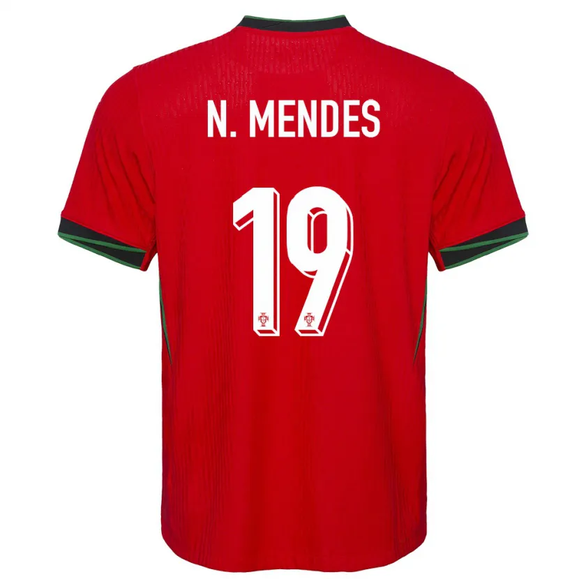 Danxen Niño Camiseta Portugal Nuno Mendes #19 Rojo 1ª Equipación 24-26 La Camisa México