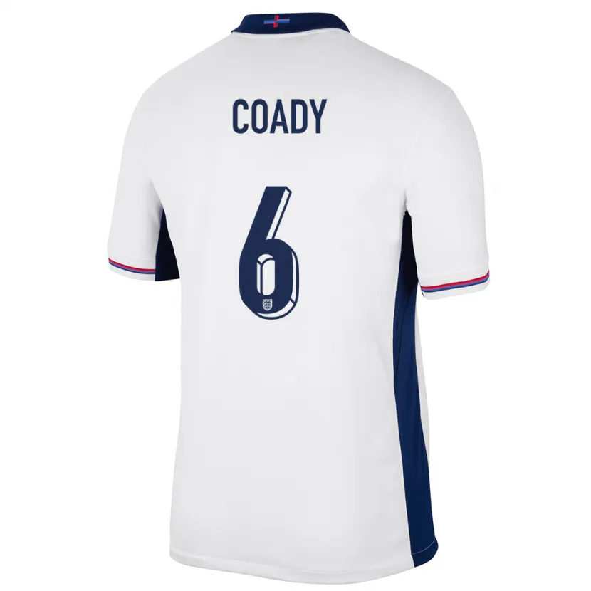 Danxen Niño Camiseta Inglaterra Conor Coady #6 Blanco 1ª Equipación 24-26 La Camisa México