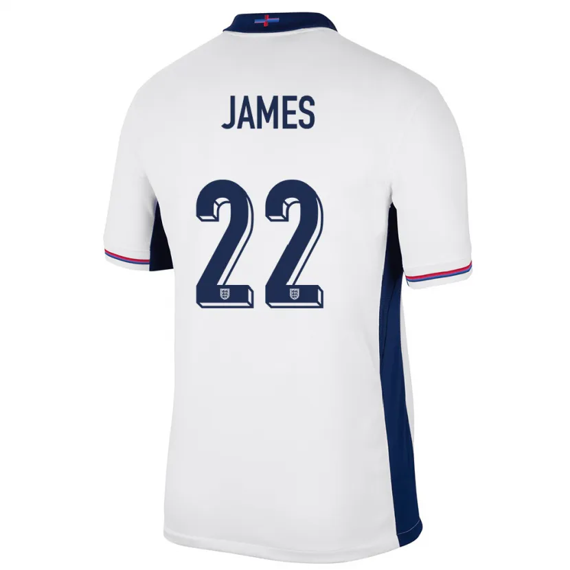Danxen Niño Camiseta Inglaterra Lauren James #22 Blanco 1ª Equipación 24-26 La Camisa México