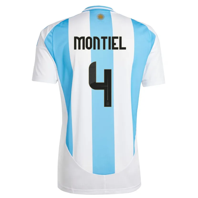 Danxen Niño Camiseta Argentina Gonzalo Montiel #4 Blanco Azul 1ª Equipación 24-26 La Camisa México
